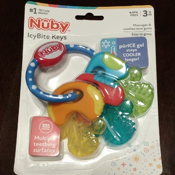 Nuby IcyBite Keys Teether Toy - Colorful Relief - Picture 1 of 2